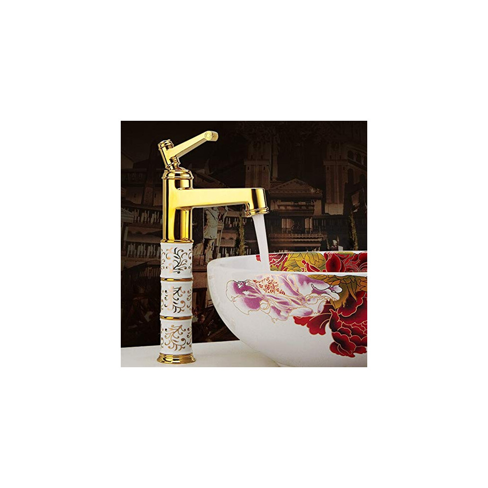 Rose Gold Bathroom Basin Mixer Tap Deck Mounted Brass Ceramic Sink Faucet 9053599277811