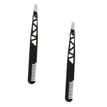2 Pack Eyebrow Tweezers with Comb for Precision Shaping Hair Removal and Grooming Black