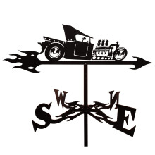 Vintage Stainless Steel Weathervane Wind Direction Indicator for Roof Garden Yard Decor (Car)