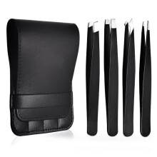 Professional Stainless Steel Eyebrow Tweezers with Slant Tip for Ingrown Hair and Precision Removal