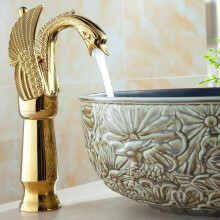 Antique Brass Kitchen Faucet with Hot and Cold Mixer Tap for Deck Mount Basin Sink Silver