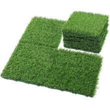 Artificial Grass Tiles 3cm Interlocking for Balcony, Garden, Golf Practice, Home Gym Green&Black 11.8'x11.8'