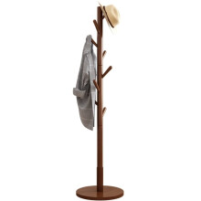 Wooden Coat Rack Floor Stand with Hat Hooks SpaceSaving Durable Entryway Corner Organizer
