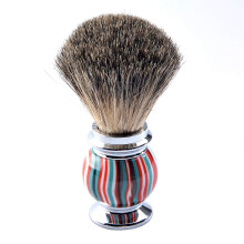Luxury Silvertip Badger Shaving Brush with Ergonomic Resin Handle Red and Green Stripe Base