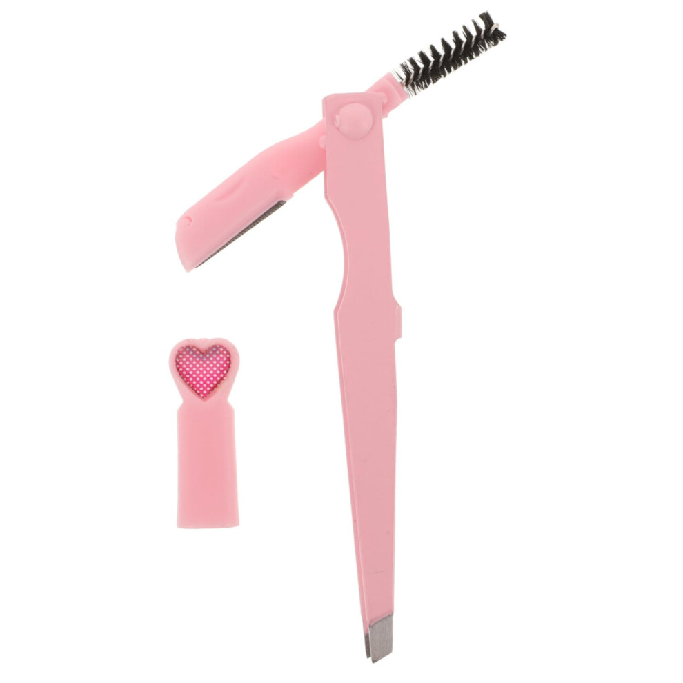 Pink Eyebrow Trimmer And Eyelash Tweezer Set Stainless Steel Brow Shaping Kit For Women