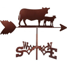 Metal Weather Vane Farm Scene Cow and Calf for Outdoor Roof Garden Decor with Stand