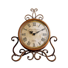 Vintage Retro Iron Silent Table Clock Battery Operated for Home Bedroom Office Decor