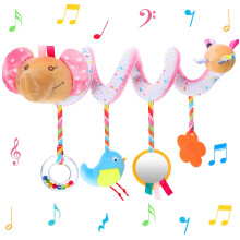 Baby Stroller Toy Spiral Plush with Animals, Hanging Infant Car Seat and Crib Toy for Newborns