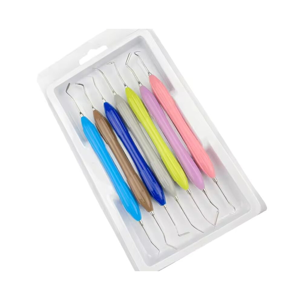 7Piece Dental Composite Instruments Kit with ColorCoded Silicone Handles for Restorative Filling