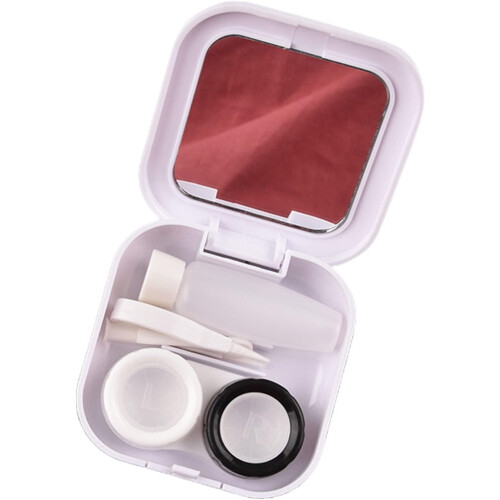 Contact Lens Case with Mirror for Easy Storage Travel Use, White Plastic Container 2