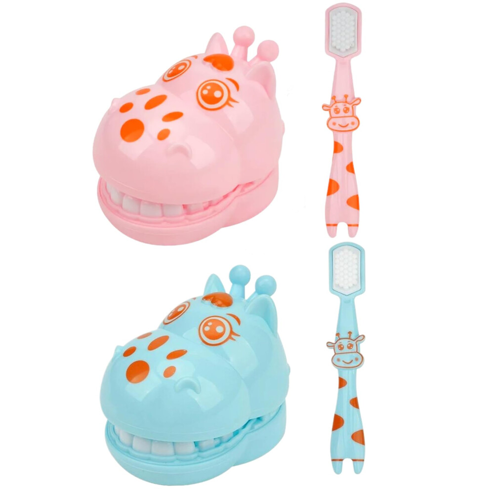 Kids Dentist Play Set with Cartoon Giraffe Teeth Model and Toothbrush for Brushing Practice