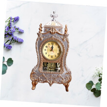 Elegant European Style Desk Clock with Musical Bell for Home Office Living Room, White