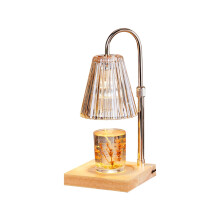 Candle Warmer Lamp with Adjustable Brightness Timer, Aromatherapy Wax Melt Light for Bedroom Decor, Wood and Glass, 5.9x5.9x14.2IN