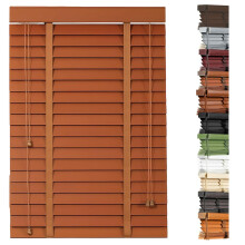 Wooden Venetian Blinds Cordless Blackout 2' Slats Indoor Window Shades for Home Office Bedroom Brown