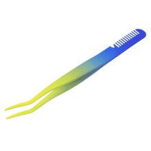 Eyelash Applicator Tweezers with Comb Stainless Steel Precision Lash and Eyebrow Grooming Tool