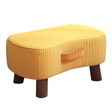 Small Foot Stool with Wooden Legs, Rectangular Footrest for Couch, Bedroom, Patio, Yellow