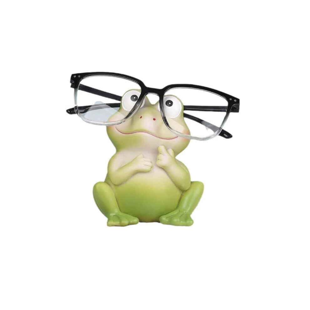 Frog Eyeglass Holder Stand with Secure Weighted Base, Scratch Resin for Desk or Nightstand