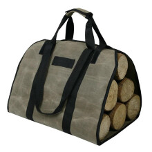 Waxed Canvas Firewood Carrier Tote Large Capacity Durable Storage Bag for Camping and Home Use