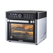 GEEPAS 22L Air Fryer Oven 1700W Countertop Convection Mini Toaster Oven with Digital Display Timer Temperature Control Double Glass Door 15 Preset