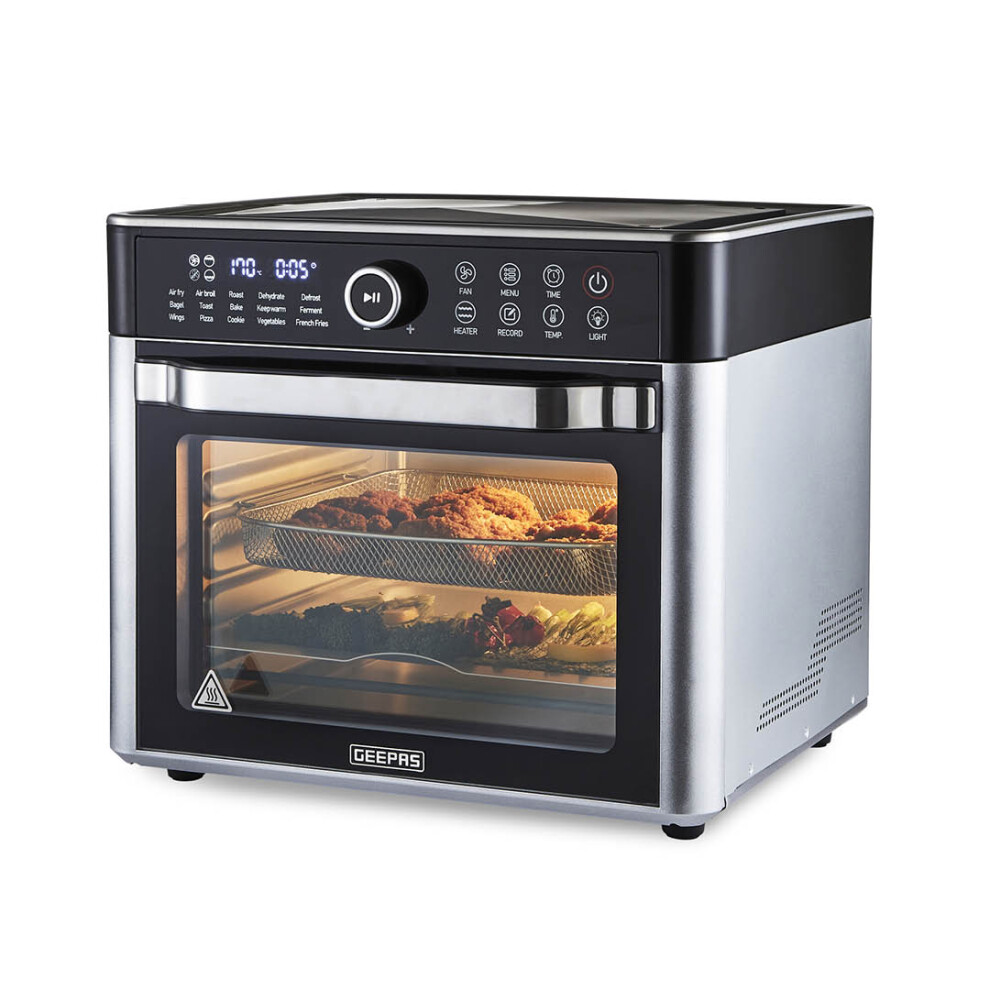 Geepas 22L Air Fryer Oven 1700W Countertop Convection Mini Toaster Oven With Digital Display Timer Temperature Control Double Glass Door 15 Preset