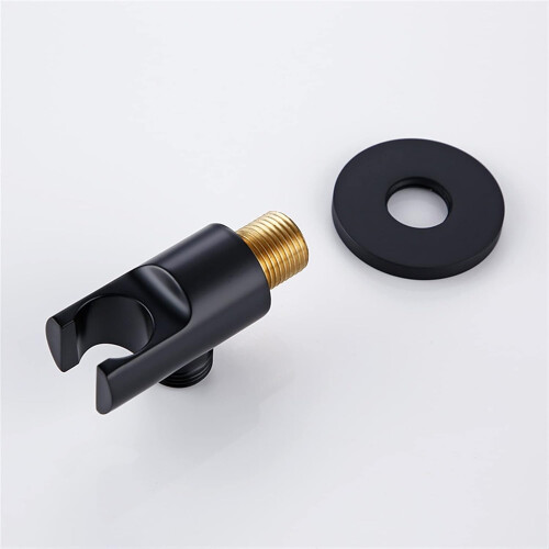 Handheld Shower Head Holder Matte Black Brass Wall Mounted Adjustable Durable Bathroom Bracket 1