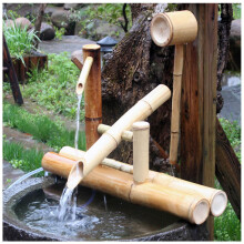 Outdoor Bamboo Fountain 17.7 Inch Handcrafted Japanese Garden Water Feature with Pump for Zen Decor