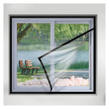Custom Size Black Mosquito Net Window Screen Durable Invisible Fiberglass Mesh, 135x105cm