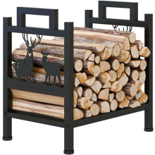 Firewood Log Holder Indoor Outdoor Heavy Duty Metal Fireplace Rack with Large Storage Capacity Black