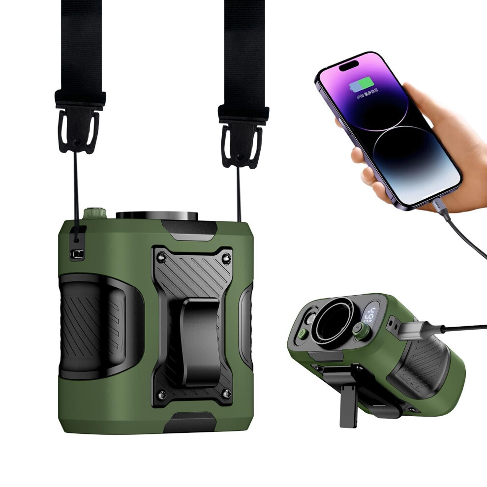 Waist Fan Rechargeable 20000Mah Clip On Cooling With Led Display Power Bank For Outdoor Work 9053599288596
