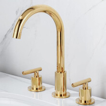 Bathroom Faucet 3 Hole Brass Double Handle Mixer Tap for Hot and Cold Water Bathtub Black Chrome