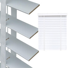 Cordless Faux Wood Blinds for Indoor Windows, Light Blocking Privacy Shades, White Custom Sizes