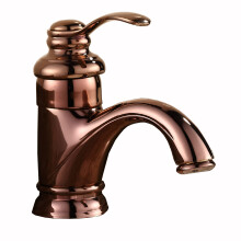 Antique Brass Bathroom Sink Faucet Single Hole Mixer Tap for Basin Rose Finish