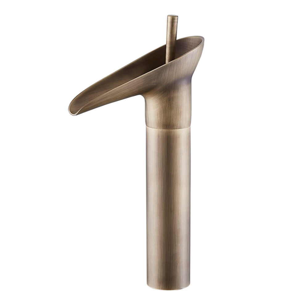 Bathroom Vanity Faucet Waterfall Spout Antique Brass Single Hole Tall Tap For Sink And Toilet 9053599289500
