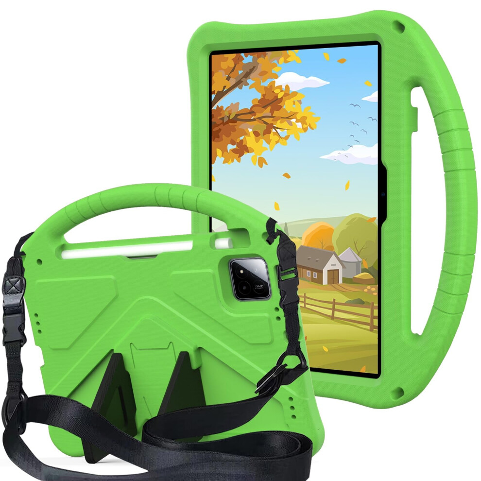 Kids Tablet Case For Xiaomi Mi Pad 7 Pro 11.2, Shockproof Eva With Handle Grip And Strap, Green 9174973813385