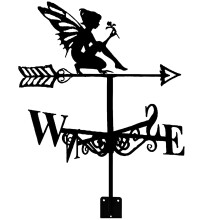 Metal Garden Weather Vane Fairy Cast Iron Rustproof Roof Sculpture with Bracket for Outdoor