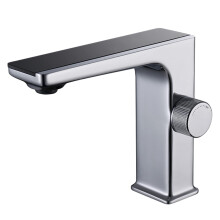 Bathroom Faucet with Brass Basin Mixer, Hot and Cold Water, Single Handle, Deck Mounted, LED Temperature Display, Chrome Finish