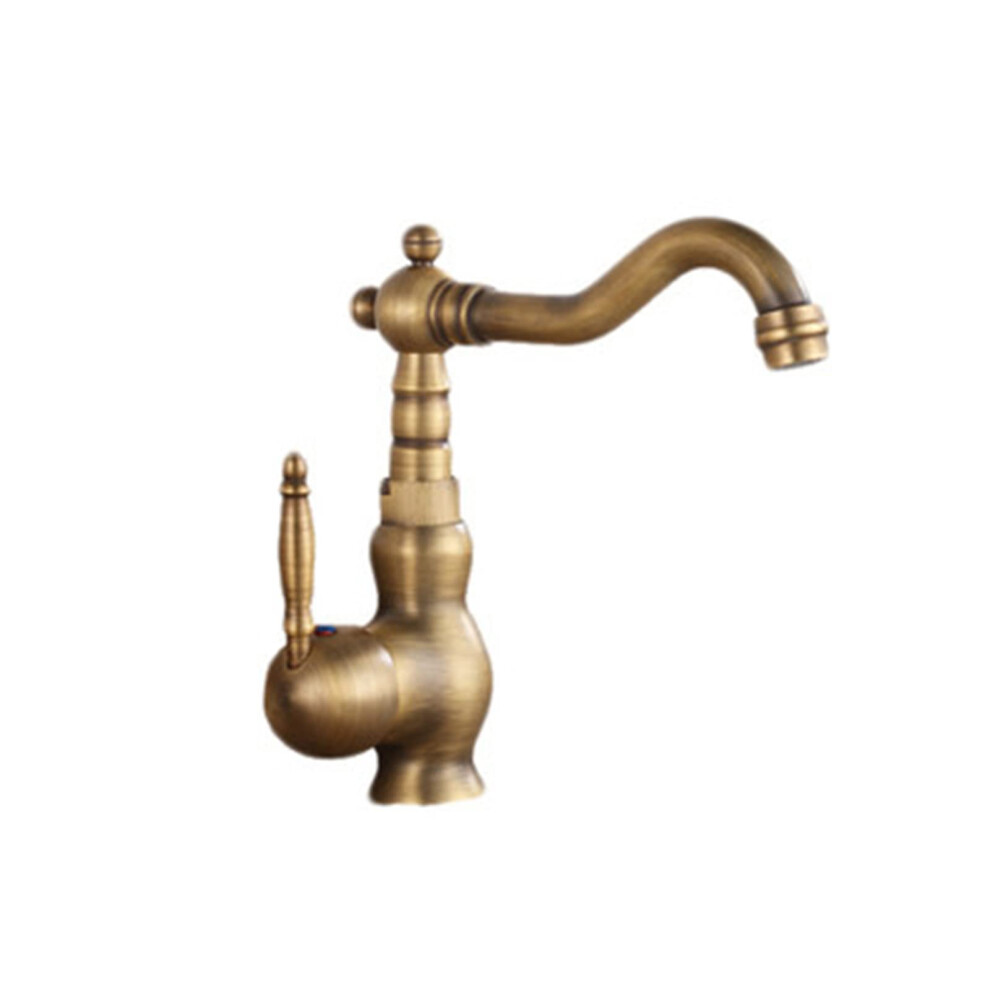 Kitchen Faucet Brass Vintage 360 Swivel Single Hole For Sink Bathroom Balcony (Antique A/B) 9164114492036