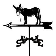 Metal Donkey Weather Vane Wind Direction Indicator, RustResistant Garden Roof Outdoor Decor