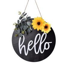 Front Door Welcome Sign Rustic 12' Round Wooden Wreath Farmhouse Door Decor for All Seasons