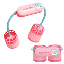 Neck Fan with Dual Turbine Airflow, 360 Rotation, Low Noise, 3 Speeds for Travel Sports Pink