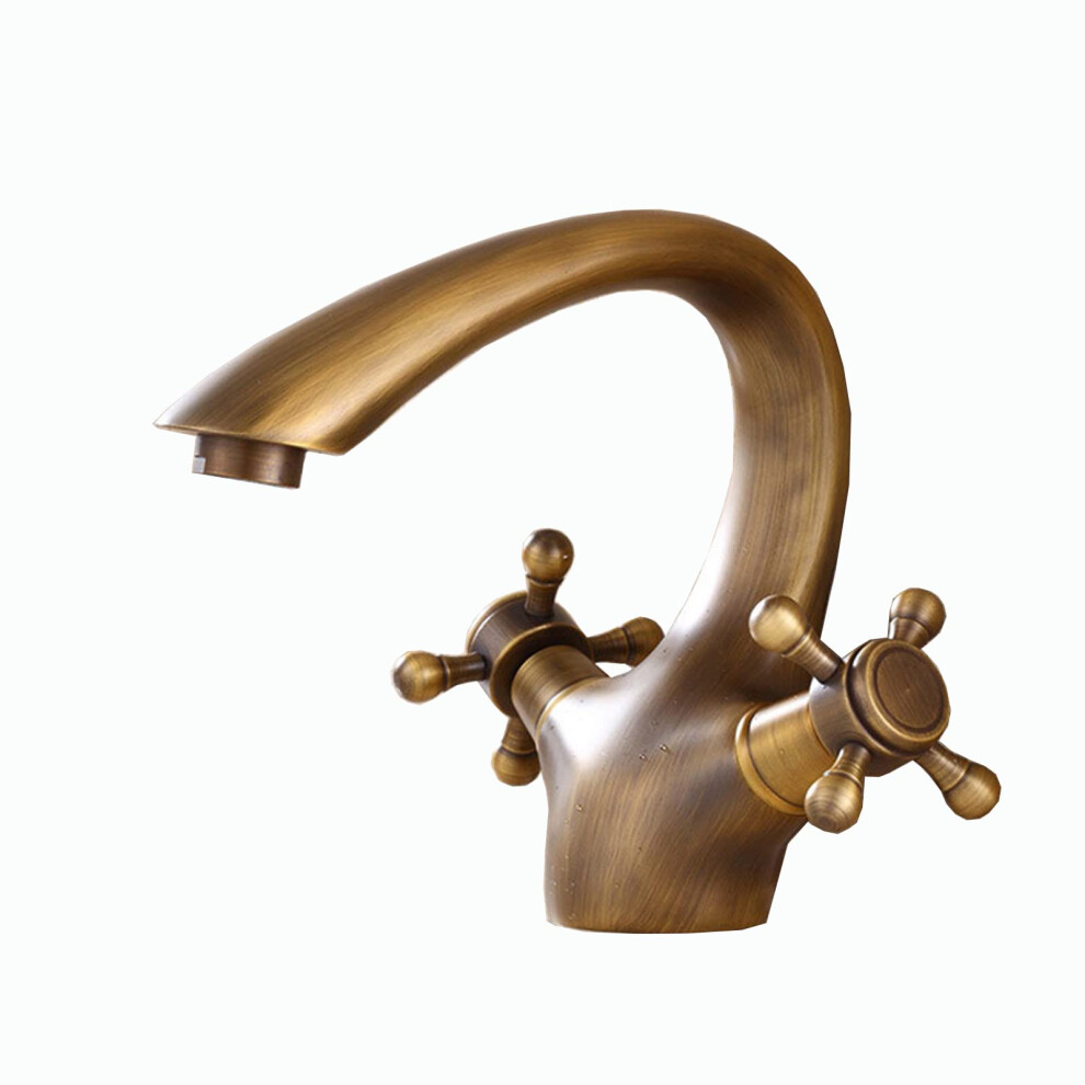 Brass Bathroom Sink Faucet Double Handle Antique Brushed Single Hole For Kitchen Or Vanity (A) 9174973814924