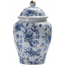Chinese Ginger Jar with Lid, Blue and White Porcelain Vase, Elegant Oriental Home Decor