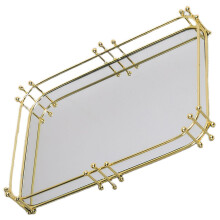 Decorative Mirror Tray with Durable Metal Frame for Living Room or Bathroom Vanity Decor