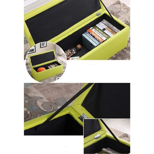 Storage Ottoman Footstool Light Green Rectangular Bench with DualPurpose Storage for Bedroom 2