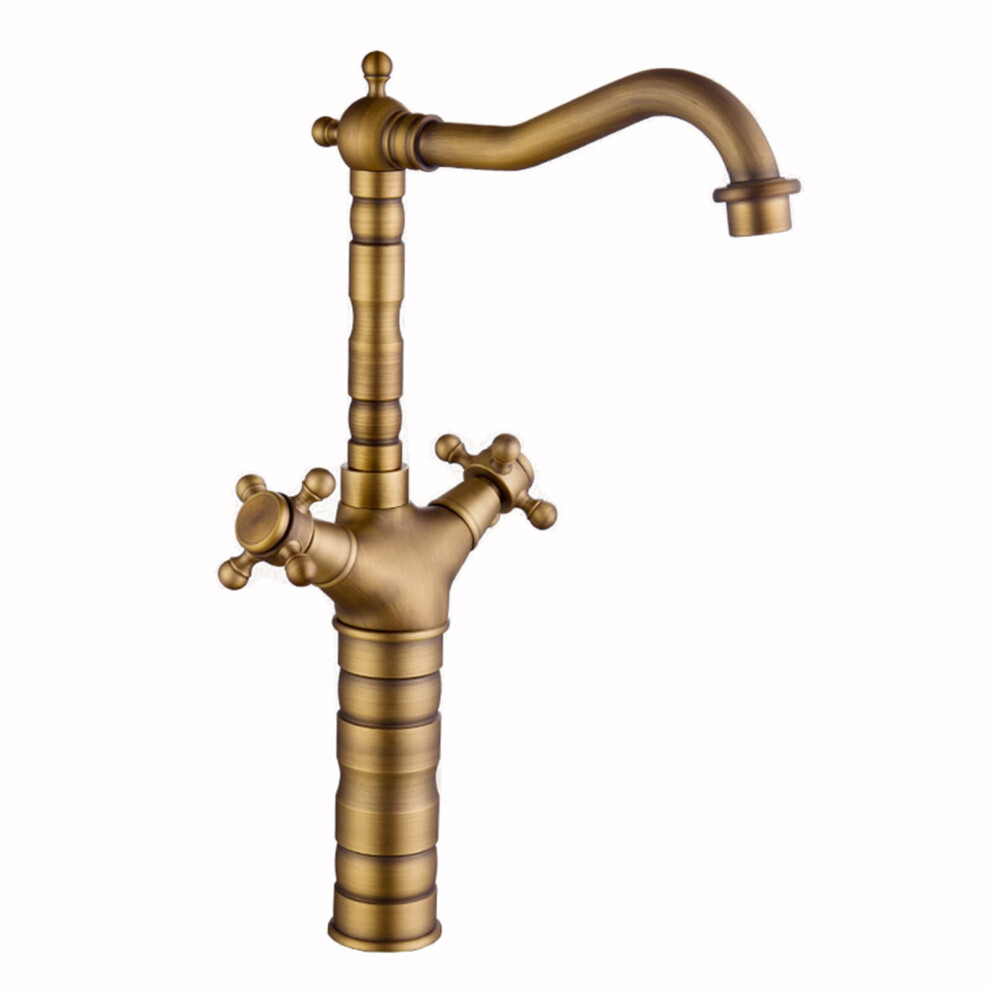 Bathroom Sink Faucet Double Handle Antique Brass Mixer Tap For 1 Hole Vanity Or Kitchen 9053599291930