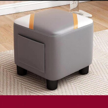 Small Wooden Footstool with Padded Seat, Solid Wood Legs, for Living Room, Bedroom, Entryway
