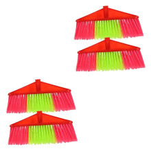 4pcs Indoor Plastic Broom Replacement Heads with Flexible Dense Bristles for Floor Sweeping