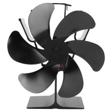 6 Blade Heat Powered Stove Fan for Wood Burner, Energy Saving, Quiet Operation, Black 165mm