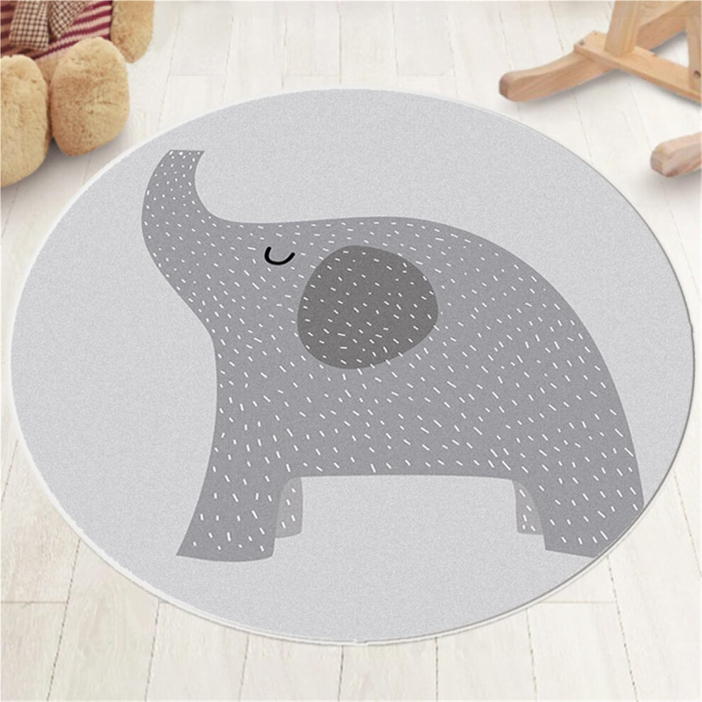 Round Kids Play Rug With Nonslip Safety Bottom, Soft Plush Nursery Floor Mat 47.24In Green