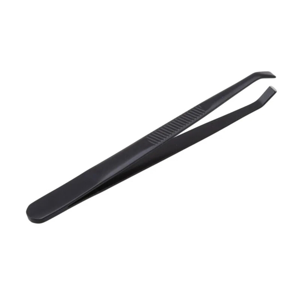 Eyebrow Tweezers Stainless Steel Slant Tip for Precision Hair Removal and Eyelash Extensions Black